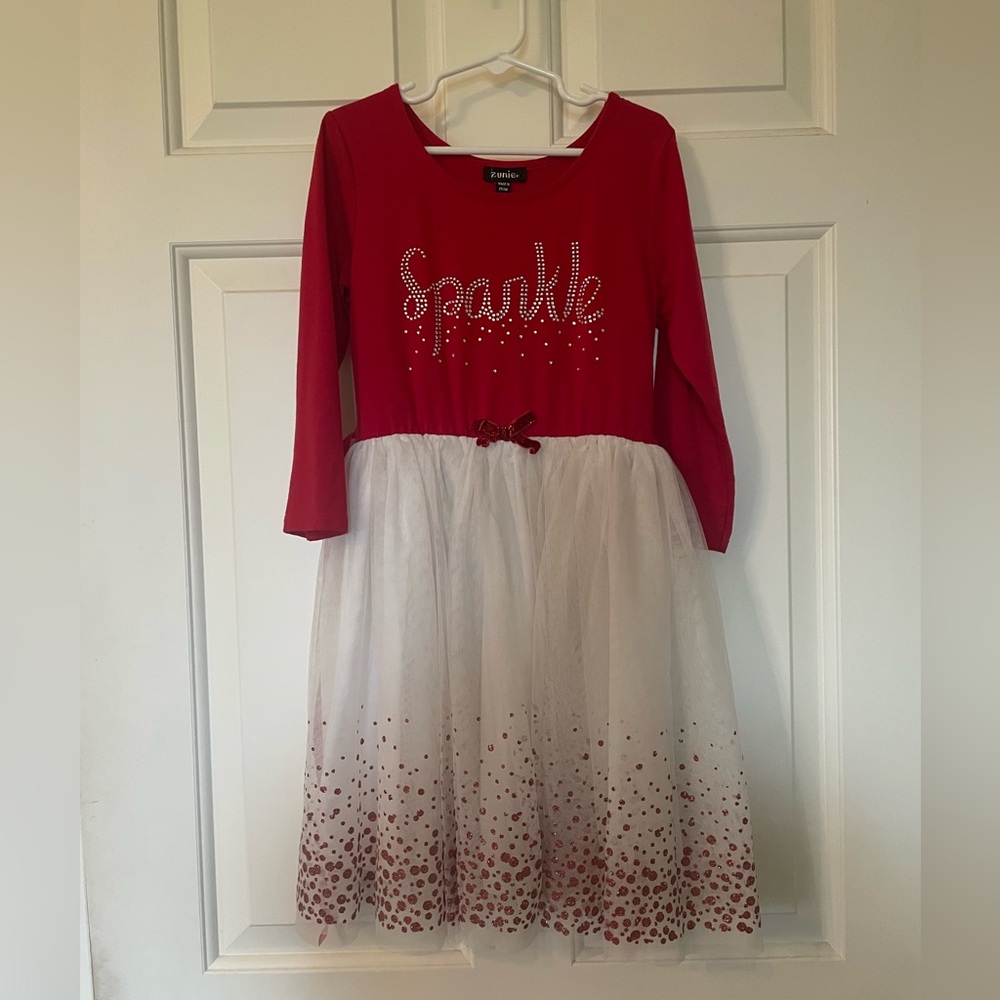 Zunie Vibrant Red Sparkle Dress